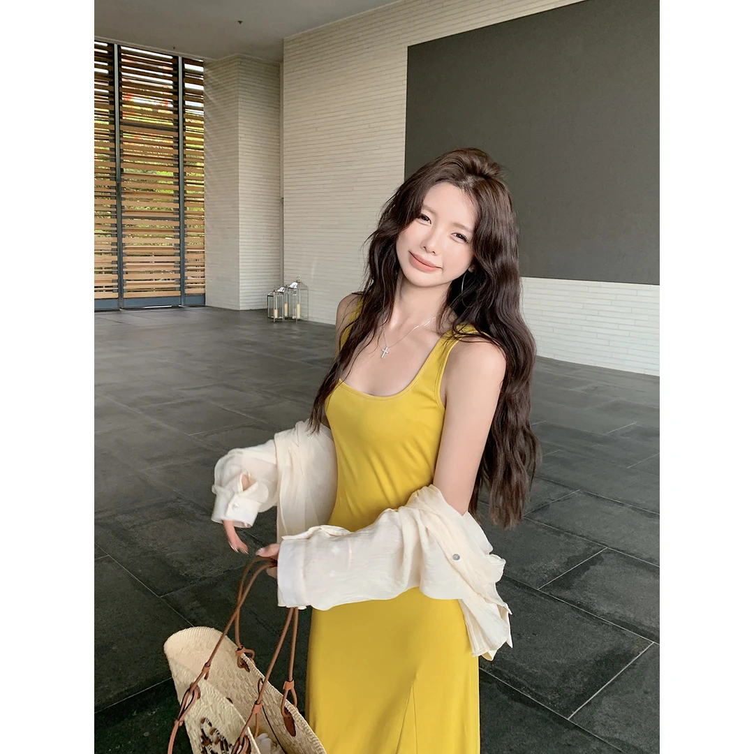 【QIUROUYAO邱肉瑶】浮动流光*明艳元气感U领针织长裙