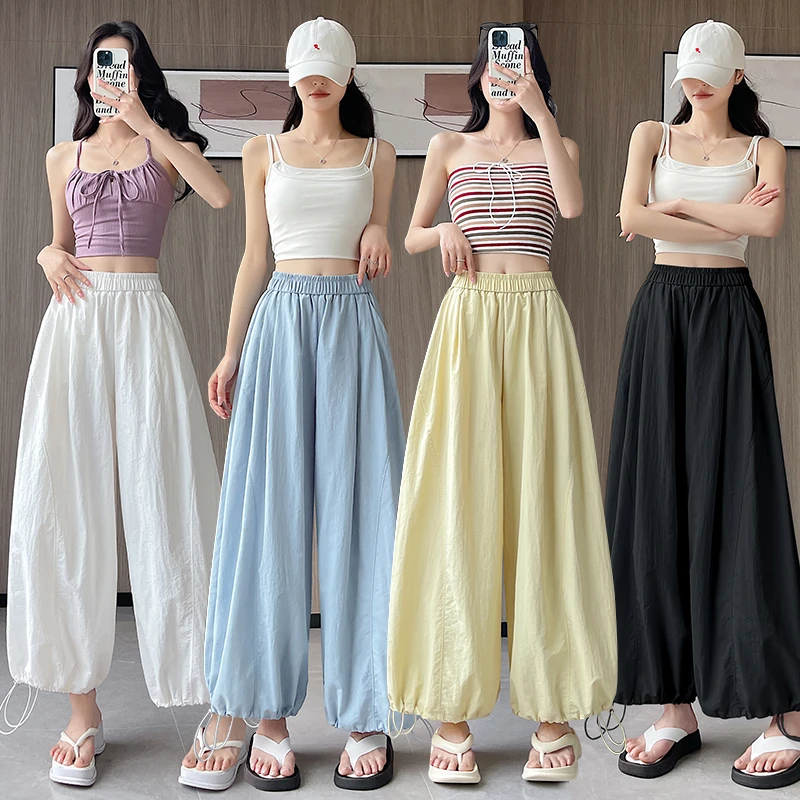 夏季薄款速干灯笼裤女松弛感慵懒百搭阔腿裤垂感休闲小个子防晒裤
