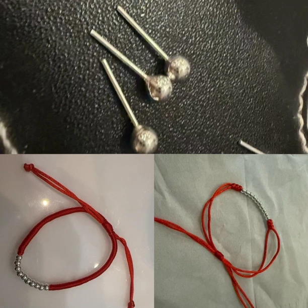 足银银制品 顺丰包邮 足银首饰 耳钉 小红绳手链