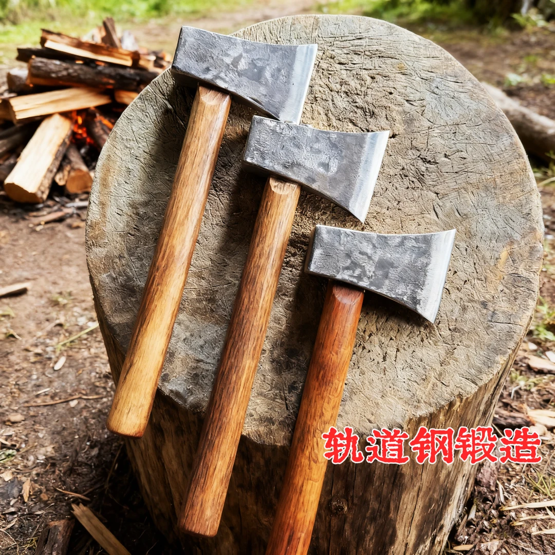 轨道钢锻打劈柴斧头砍树伐木劈柴剁骨头家用板斧手斧开荒户外