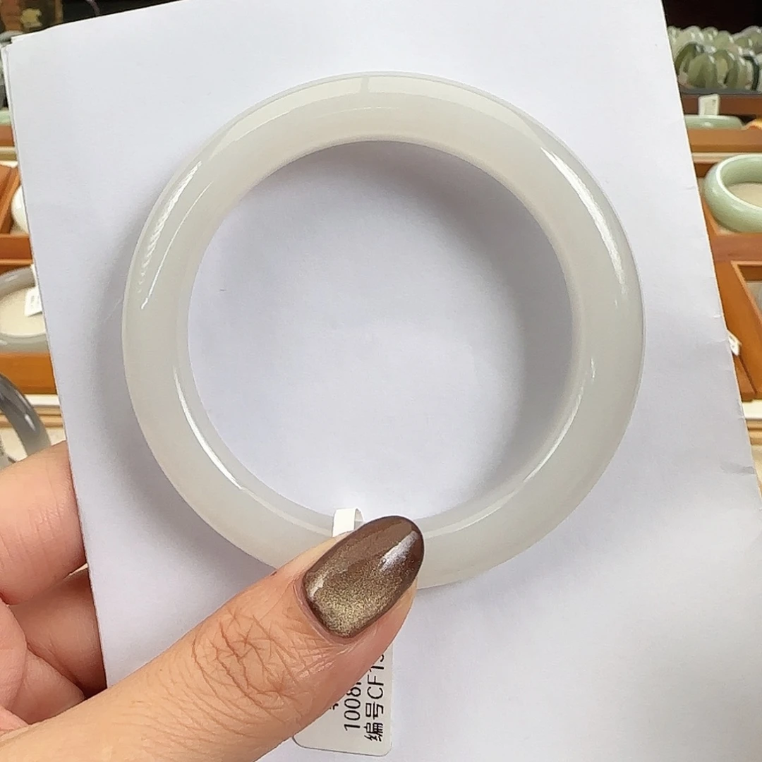 和田玉未镶嵌手镯月白 正圈58-59精品大漏