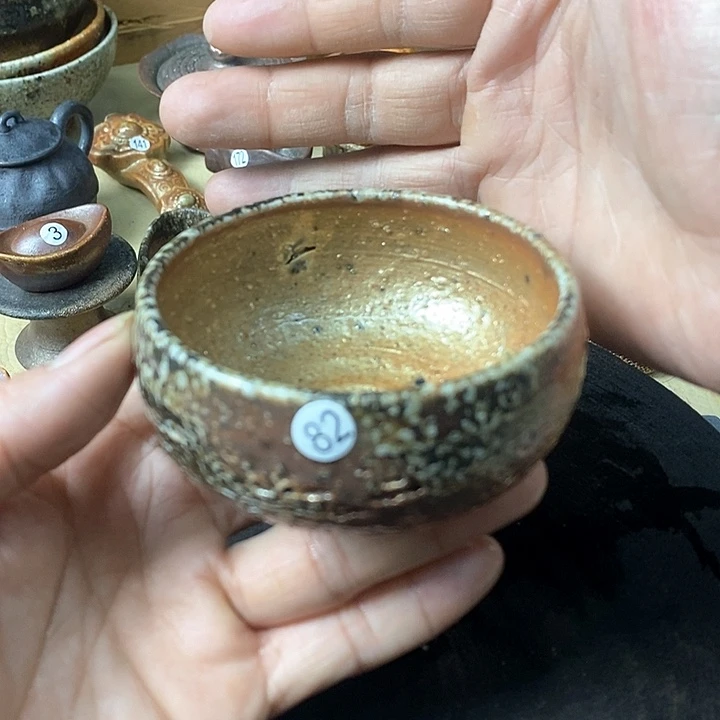 杯手工粗陶、柴烧茶器