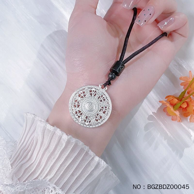 吊坠足银 足银镂空福字八宝罗盘挂绳吊坠时尚百搭素款民族风坠子