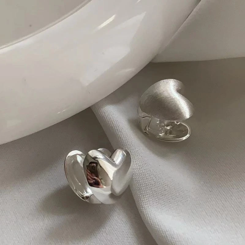 925银耳饰 E1990  简韩爱心耳扣