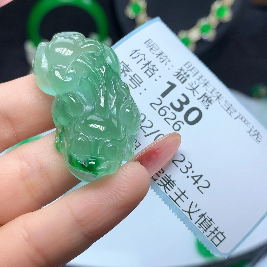 翡翠吊坠(赠链)未镶嵌猫*鹰