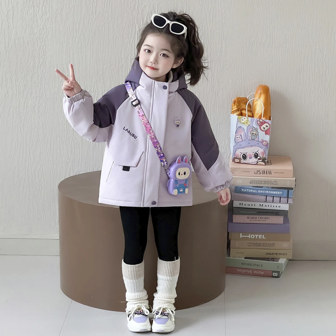 儿童三合一冲锋衣2025新款女童秋冬装韩版洋气女宝宝连帽夹棉外套