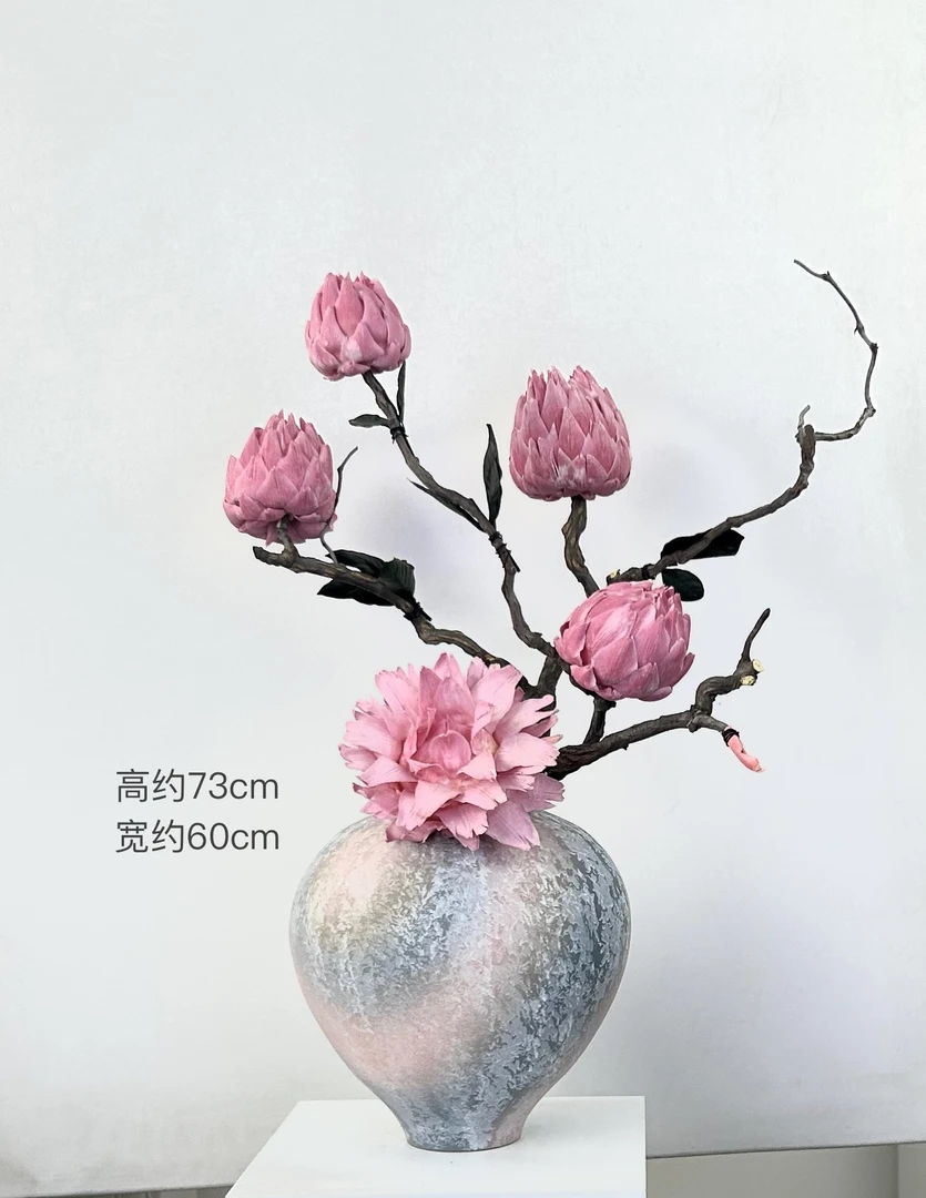 永生花，永生洋蓟，连花带瓶一整套