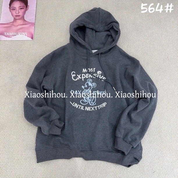 小时候女装店米奇英文加绒连帽卫衣564