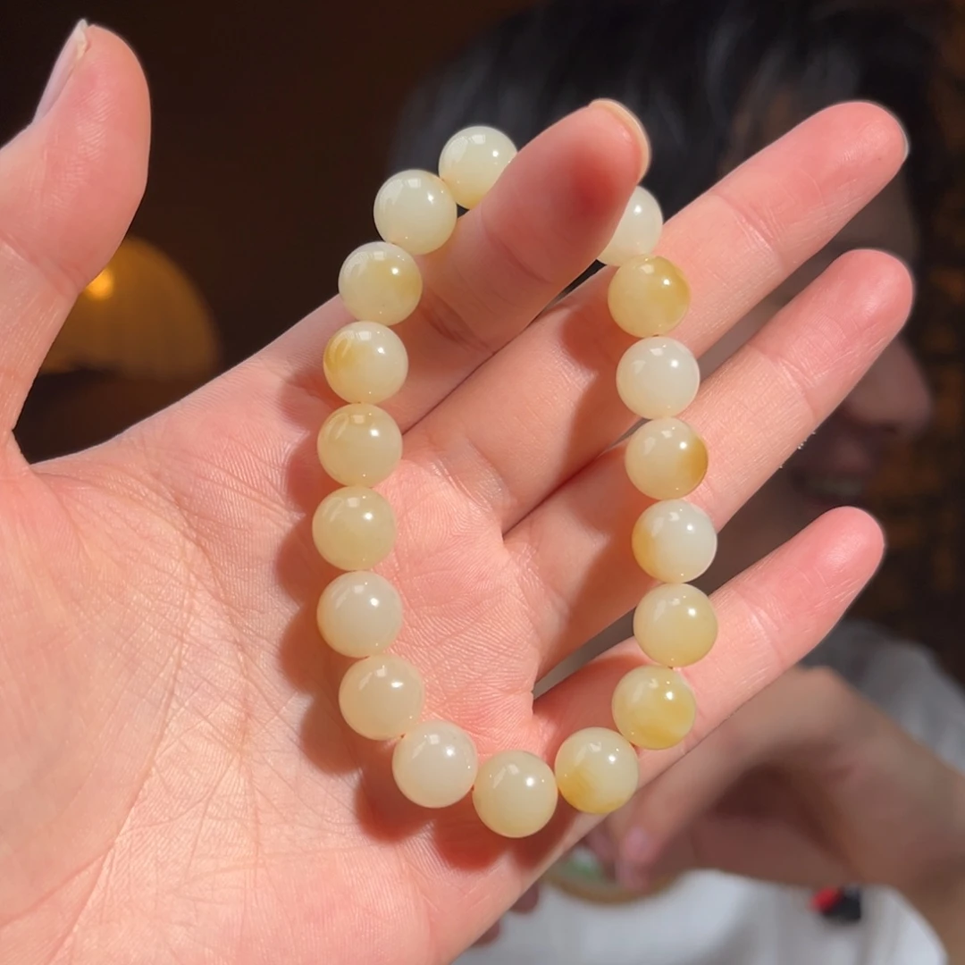 手串未镶嵌和田玉糖白小馒头10mm1800