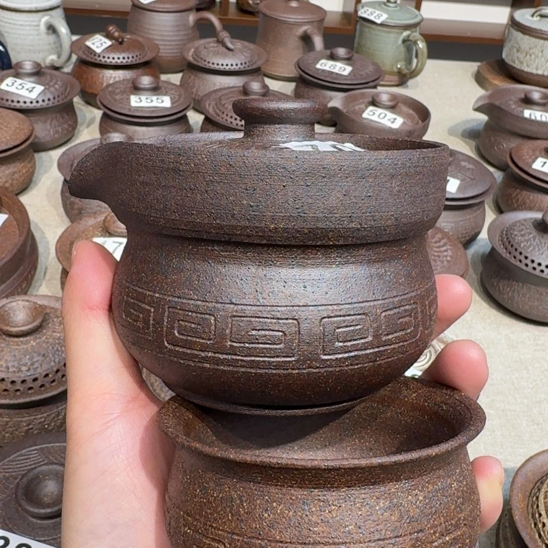 陶粗瓷茶具素色盖碗