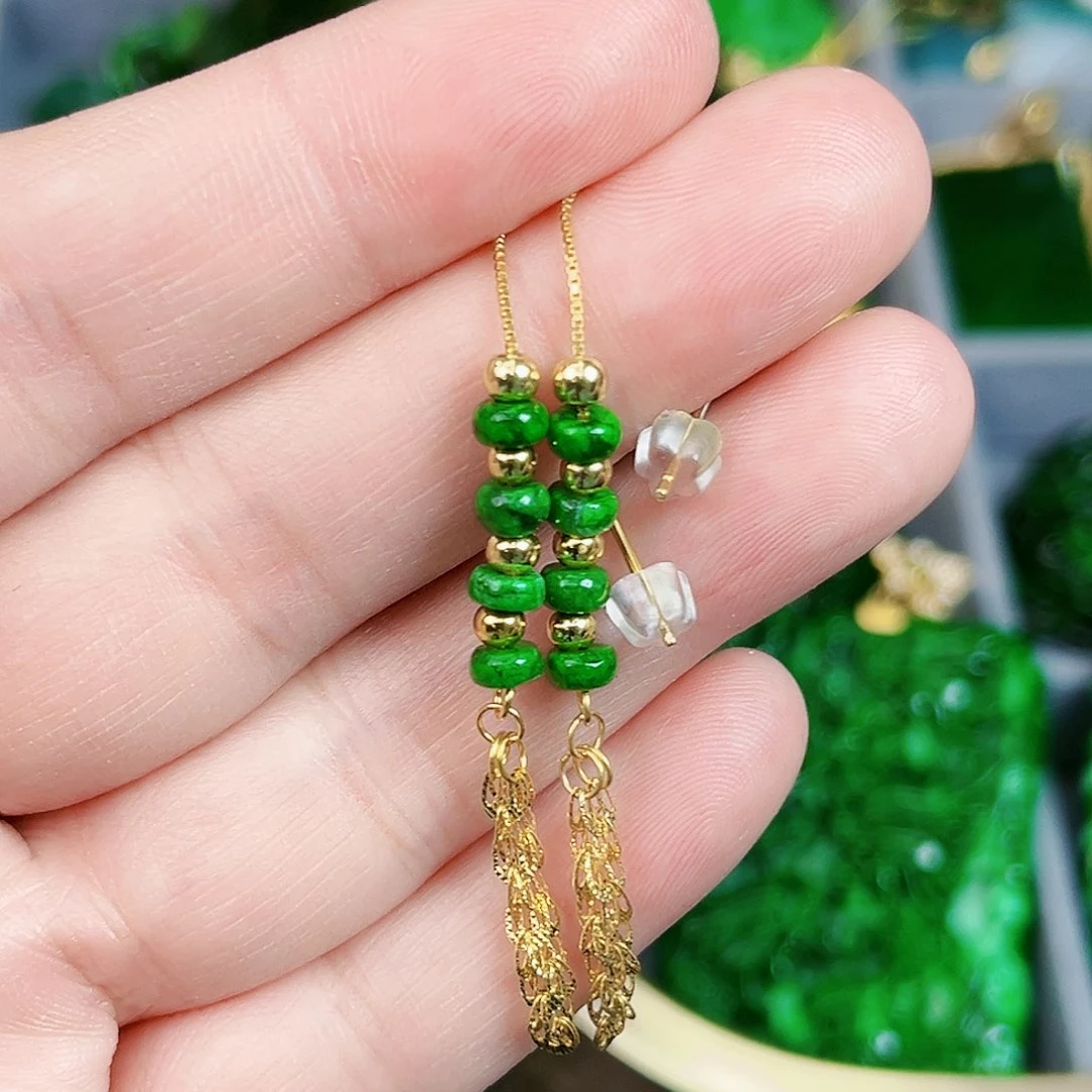 翡翠颈饰银S925镶嵌耳饰