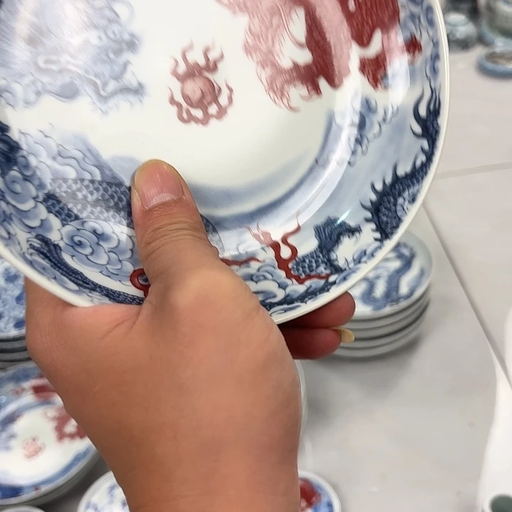 瓷片双龙戏珠大胡乘景德镇