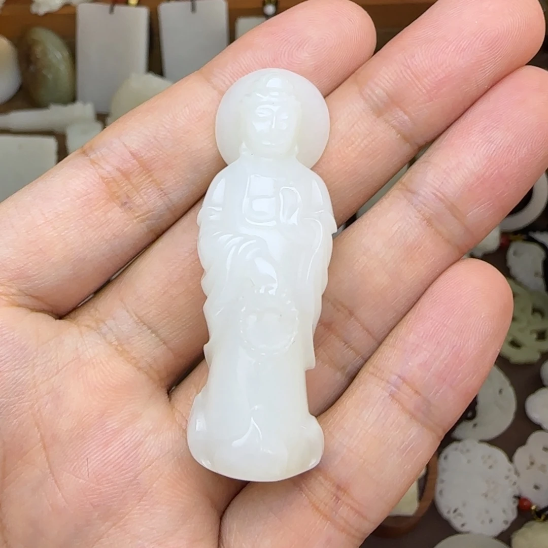 未镶嵌和田玉挂件站观音