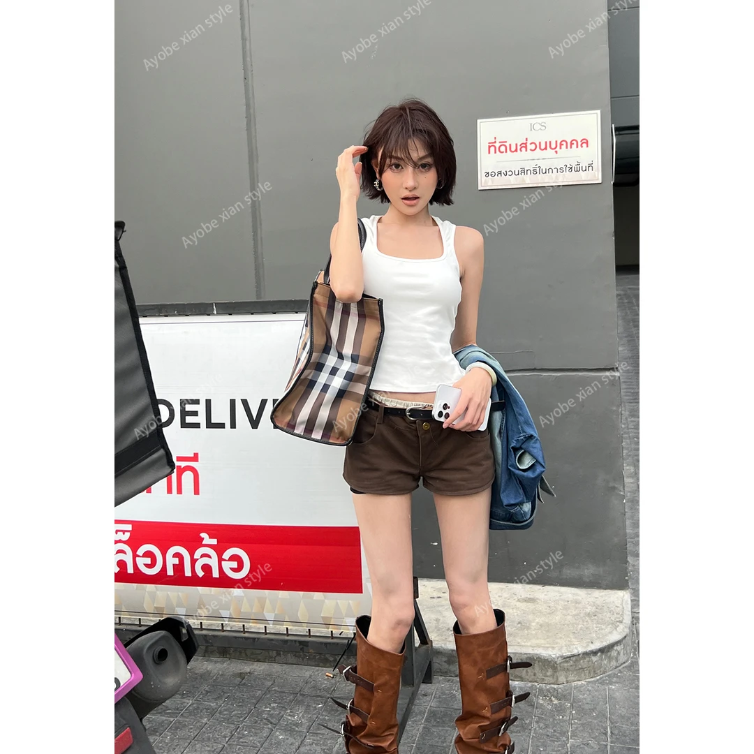 AYOBE小贤/仲夏夜  美式辣妹双腰头短裤低腰性感热裤(配腰带)