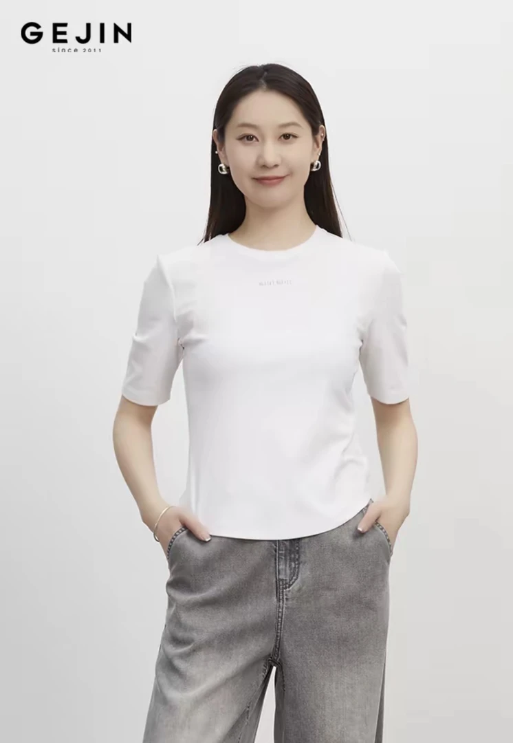 新款休闲舒适时尚百搭圆领白色T恤9312520432