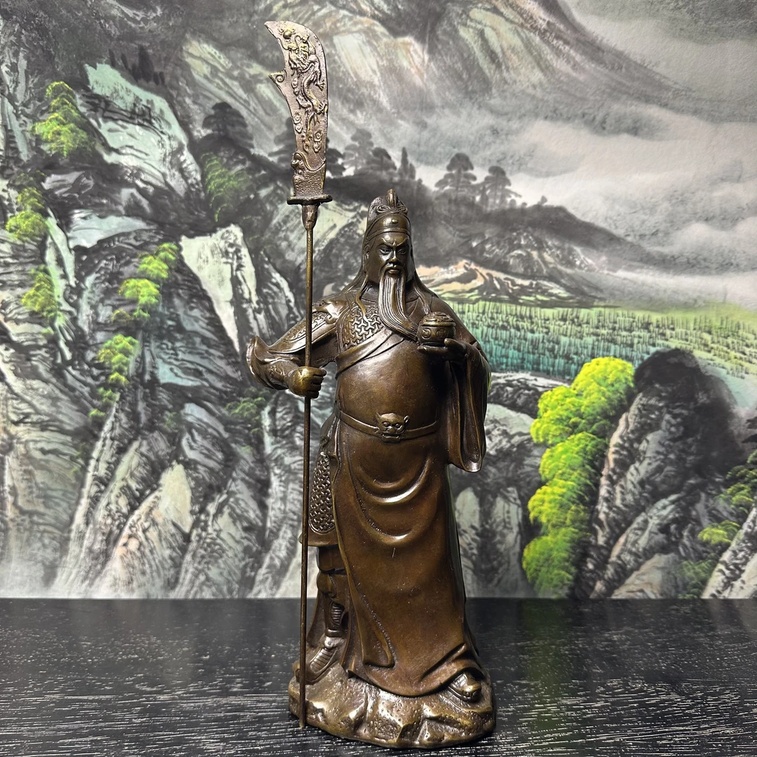 复古铜器大号关公招财摆件