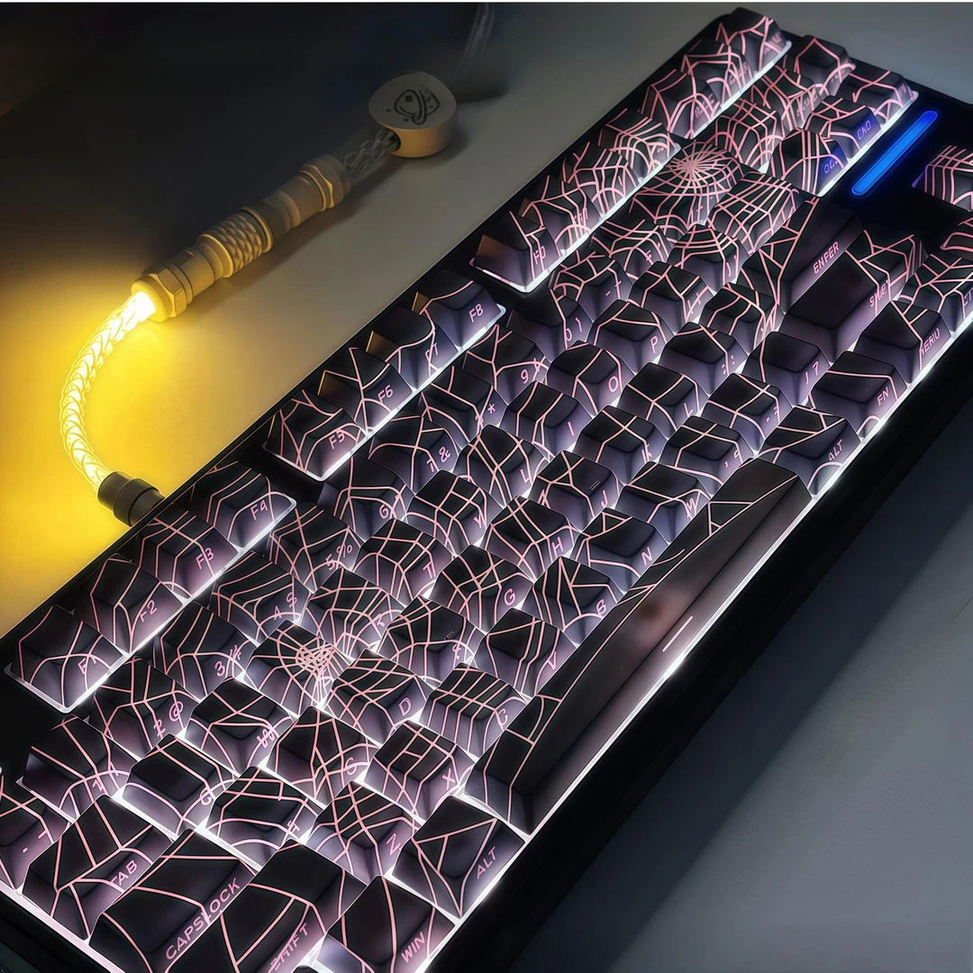 蜘蛛网(黑)机械侧刻PBT五面热升华客制化办公游戏蜘蛛网电竞键帽