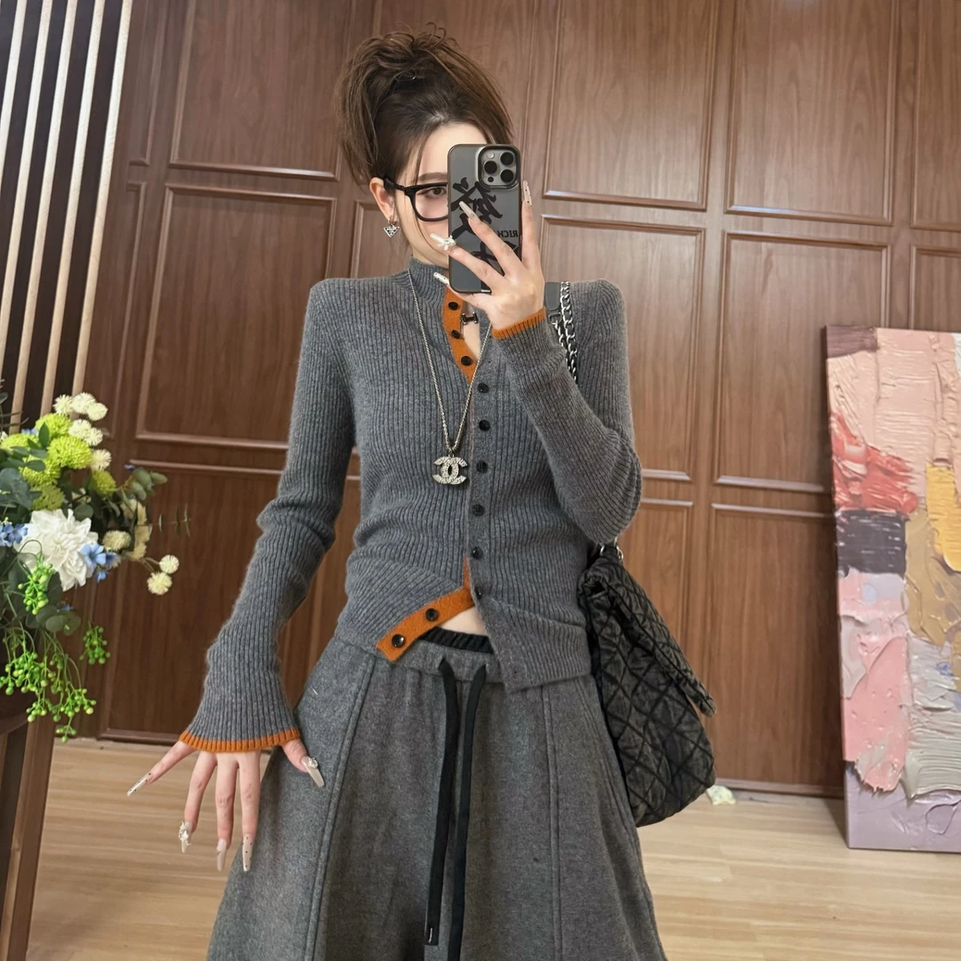 【LLU李】新款厚针织衫毛衣打底衫修身显瘦百搭开衫 LLU-17221113