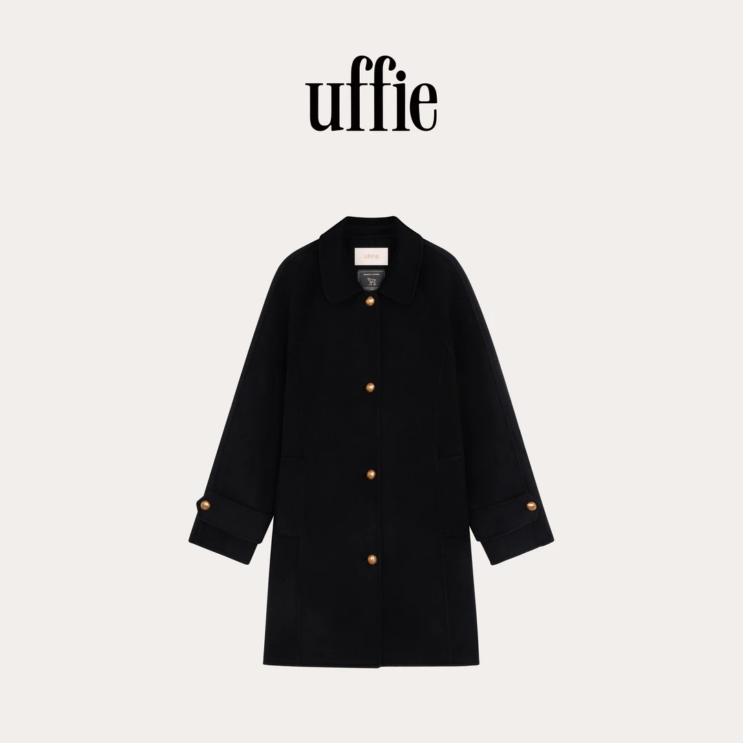UFFIE于绘 鎏金扣饰 中长款双面呢大衣
