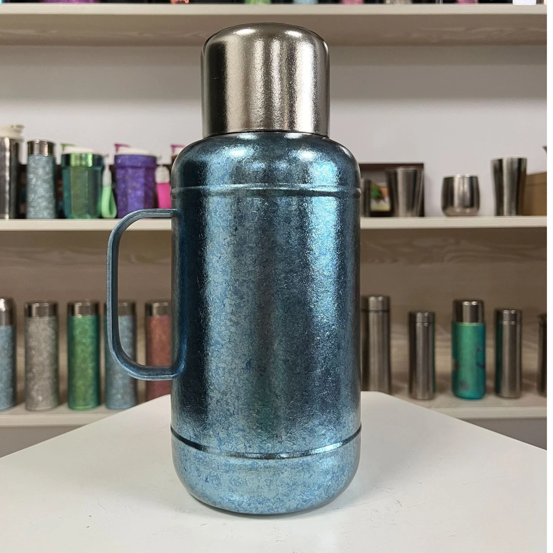 【钛有质感】1500ML温显双层内外纯钛按压出水大容量高档保温壶保鲜