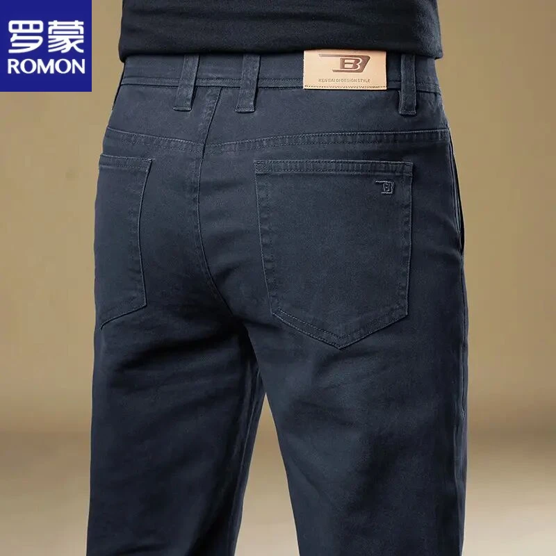 罗蒙高端秋冬新款休闲裤男款男士直筒纯黑色中年商务潮流春夏裤子
