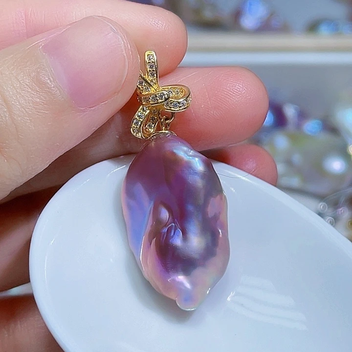 淡水珍珠银S925镶嵌吊坠(不含链)