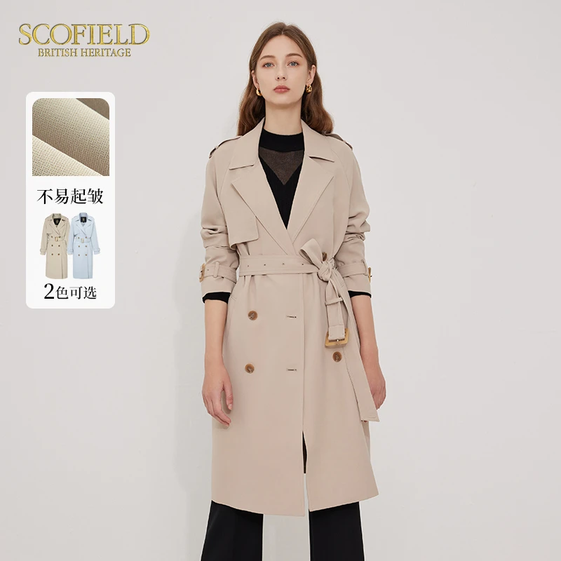 Scofield女装通勤复古英伦优雅气质中长款风衣外套