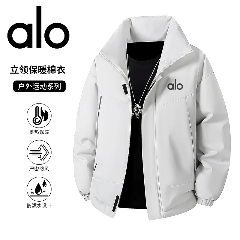 alo棉服户外运动男秋冬夹克长袖面包服宽松立领短款加厚外套棉袄