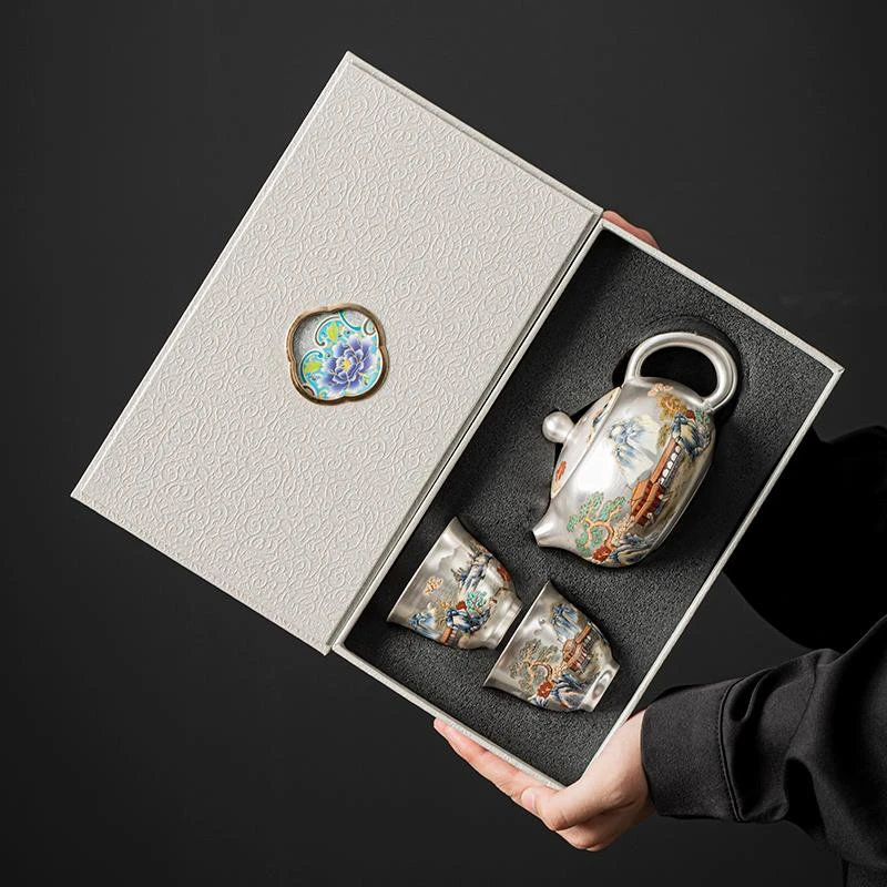鎏银高档茶具套装送长辈老师父亲公司商务礼品老外朋友生日乔迁礼