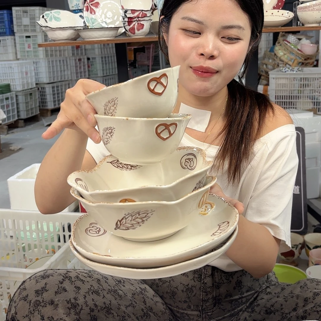 瓷微瑕陶瓷餐具釉下彩6件套