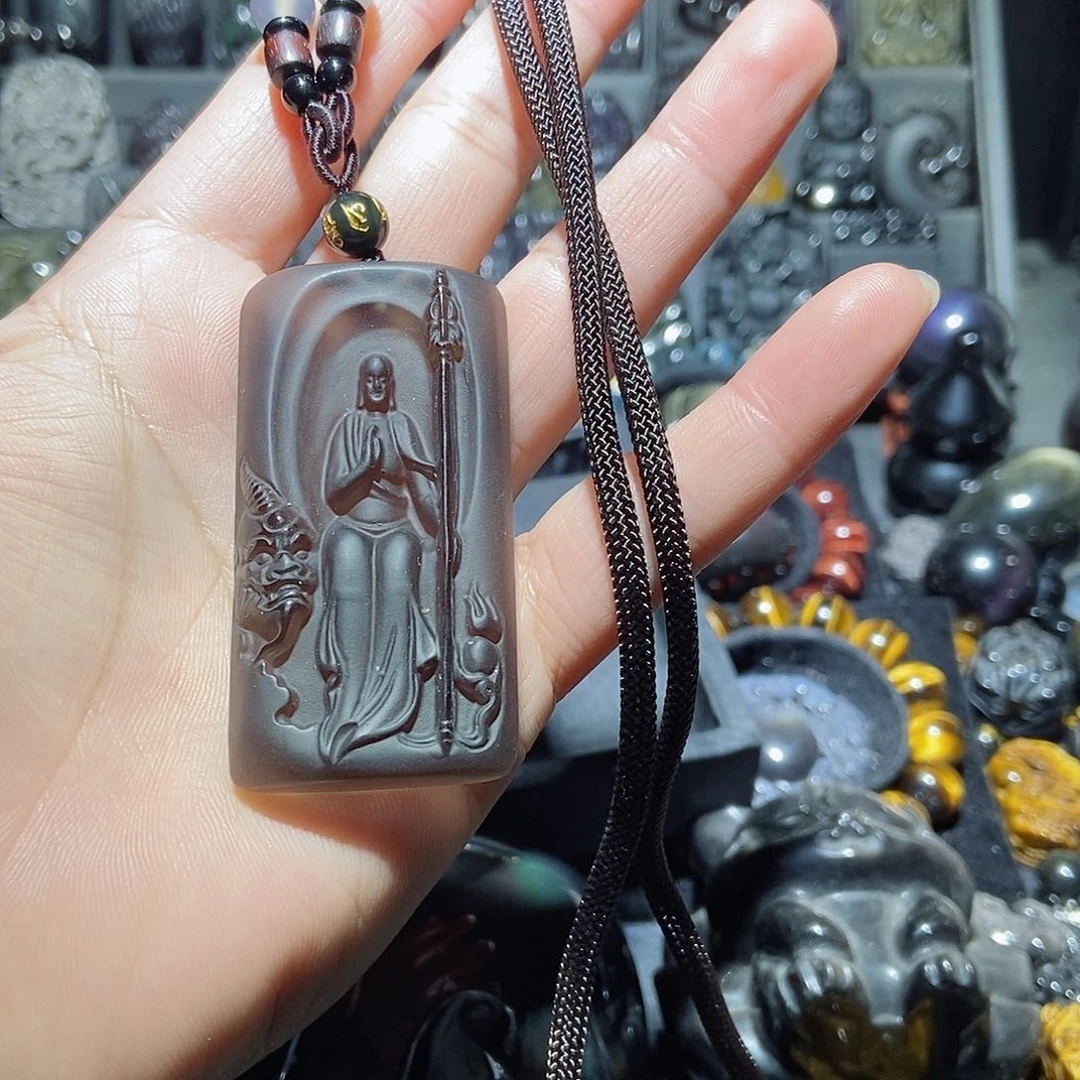 黑曜岩吊坠(赠链)未镶嵌随**ぃ