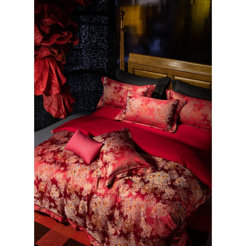 浮世绘丨高端全棉婚庆提花鎏金四件套