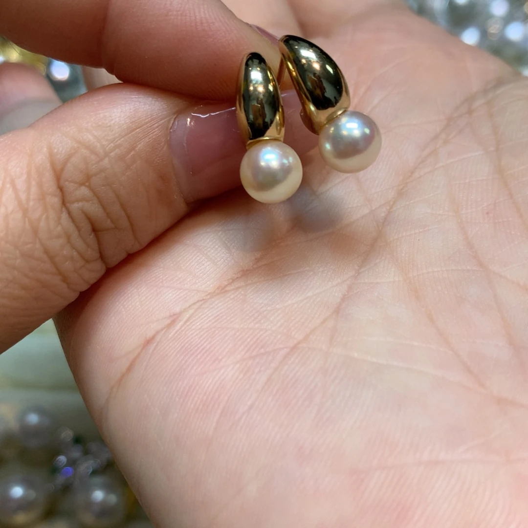 海水珍珠耳饰银S925镶嵌