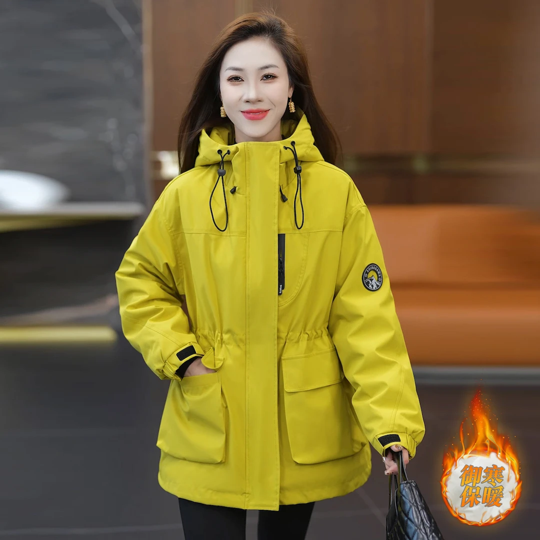 时尚连帽派克棉服女2025冬季新款宽松显瘦洋气保暖冲锋衣棉衣外套