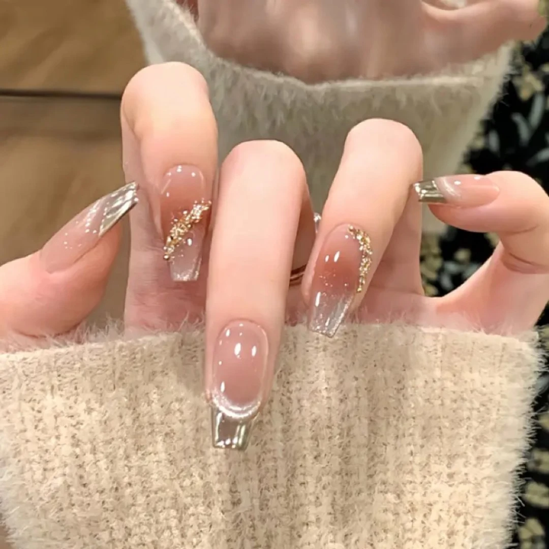 【秋奢】纯手工穿戴甲美甲气质感秋冬美甲10片装