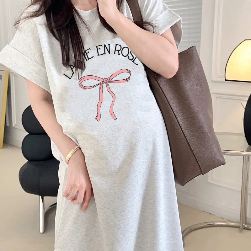 孕妇连衣裙夏季新款纯棉短袖T恤裙孕妇裙子宽松大码200斤孕妇夏装