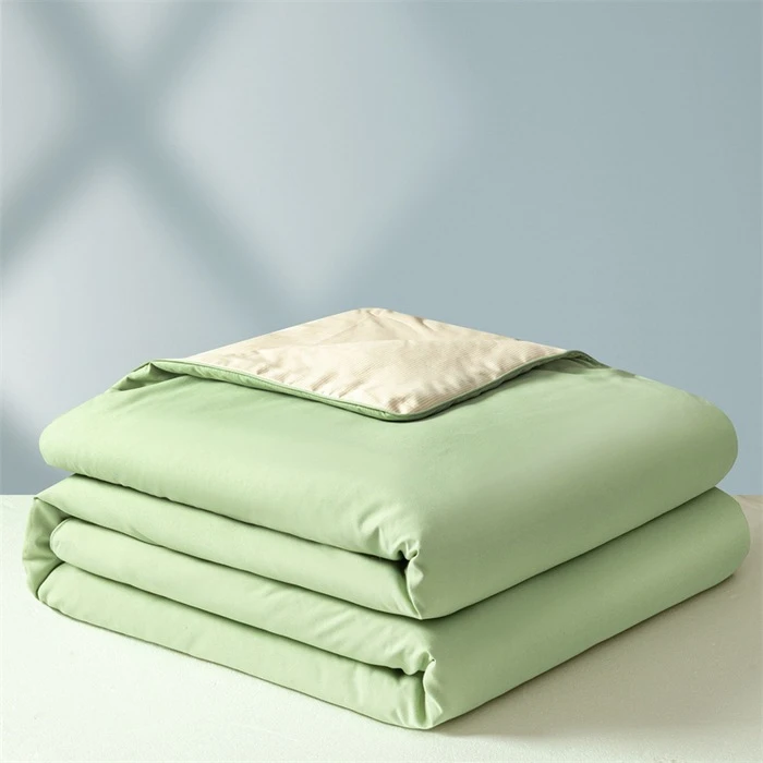 (云缦)纯色双拼水洗棉夏凉被单件学生宿舍单人羽丝绒礼品空调被