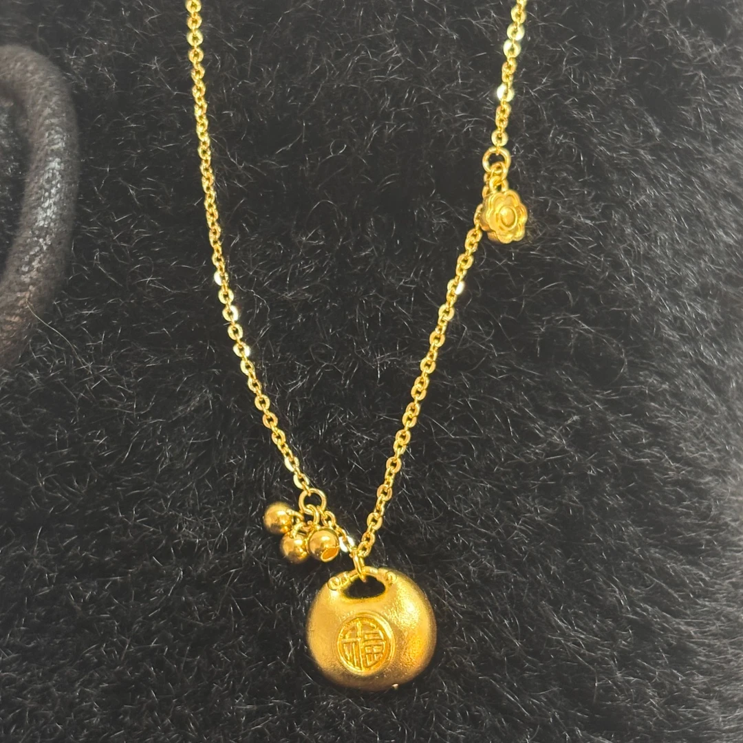 【顿钰珠宝】足金小胖福吊坠项链