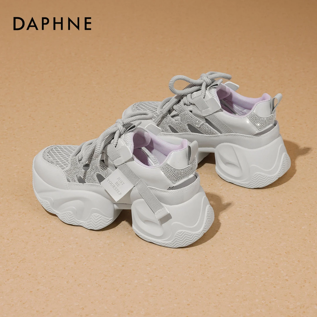 达芙妮新款女鞋2025夏季爆款镂空透气老爹鞋厚底百搭运动鞋休闲鞋