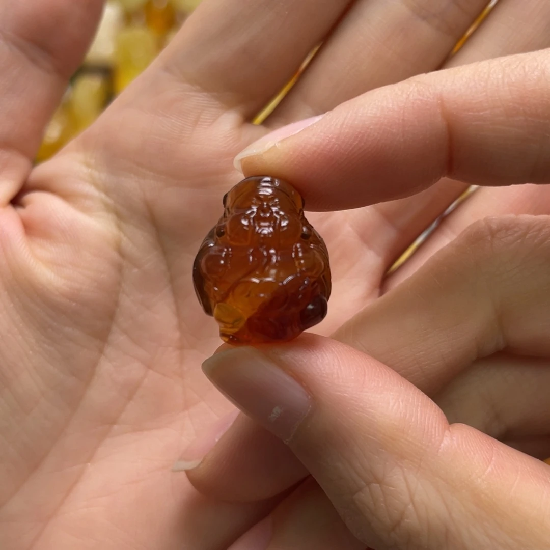 琥珀未镶嵌裸石天然琥珀棕珀财神爷