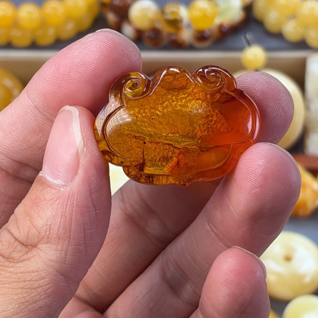 琥珀未镶嵌裸石平安锁