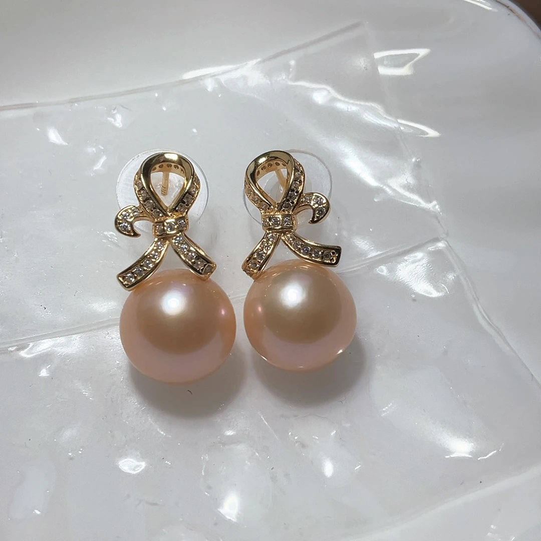 银S925镶嵌淡水珍珠耳饰