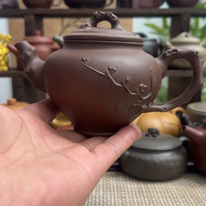 紫砂茶壶宜兴原矿紫砂报春300CC半手