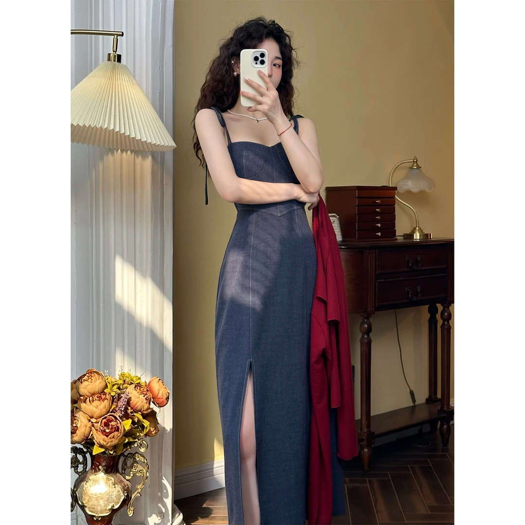 【第一次爱的人】柔软水洗绑带牛仔裙87