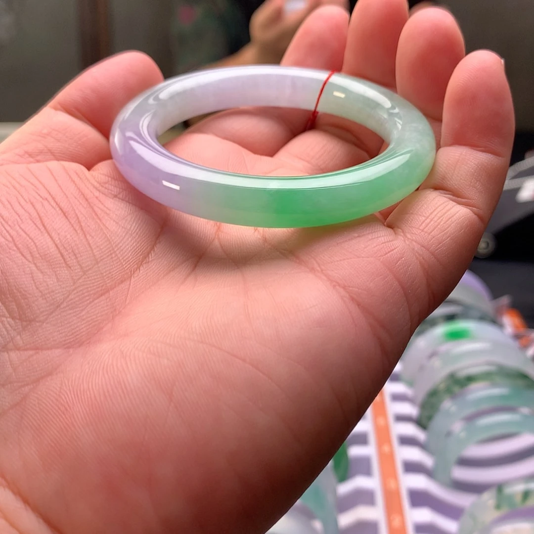 淘***包翡翠手镯未镶嵌好色珠宝翡翠手镯冰春彩手镯