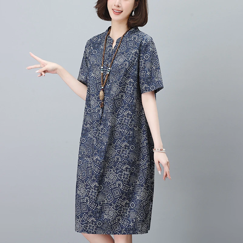 617碎花连衣裙女春秋2025新款中长款高级感中年妈妈休闲衬衫裙潮