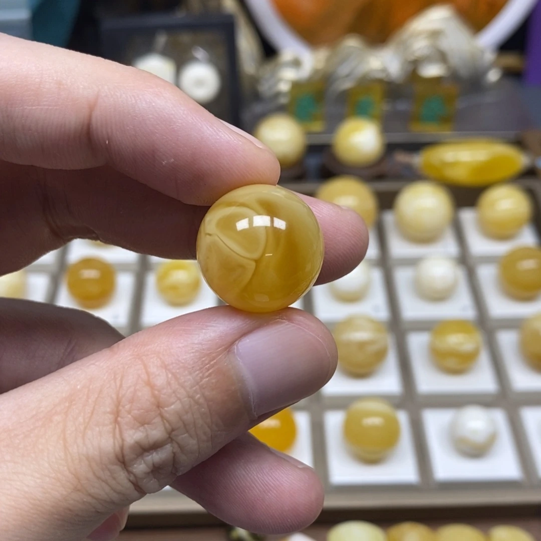 琥珀未镶嵌珠宝奇石19圆珠
