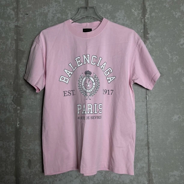 未使用 Balenciaga/巴黎世家 XS*1/粉色麦穗logo短袖/12006/JP