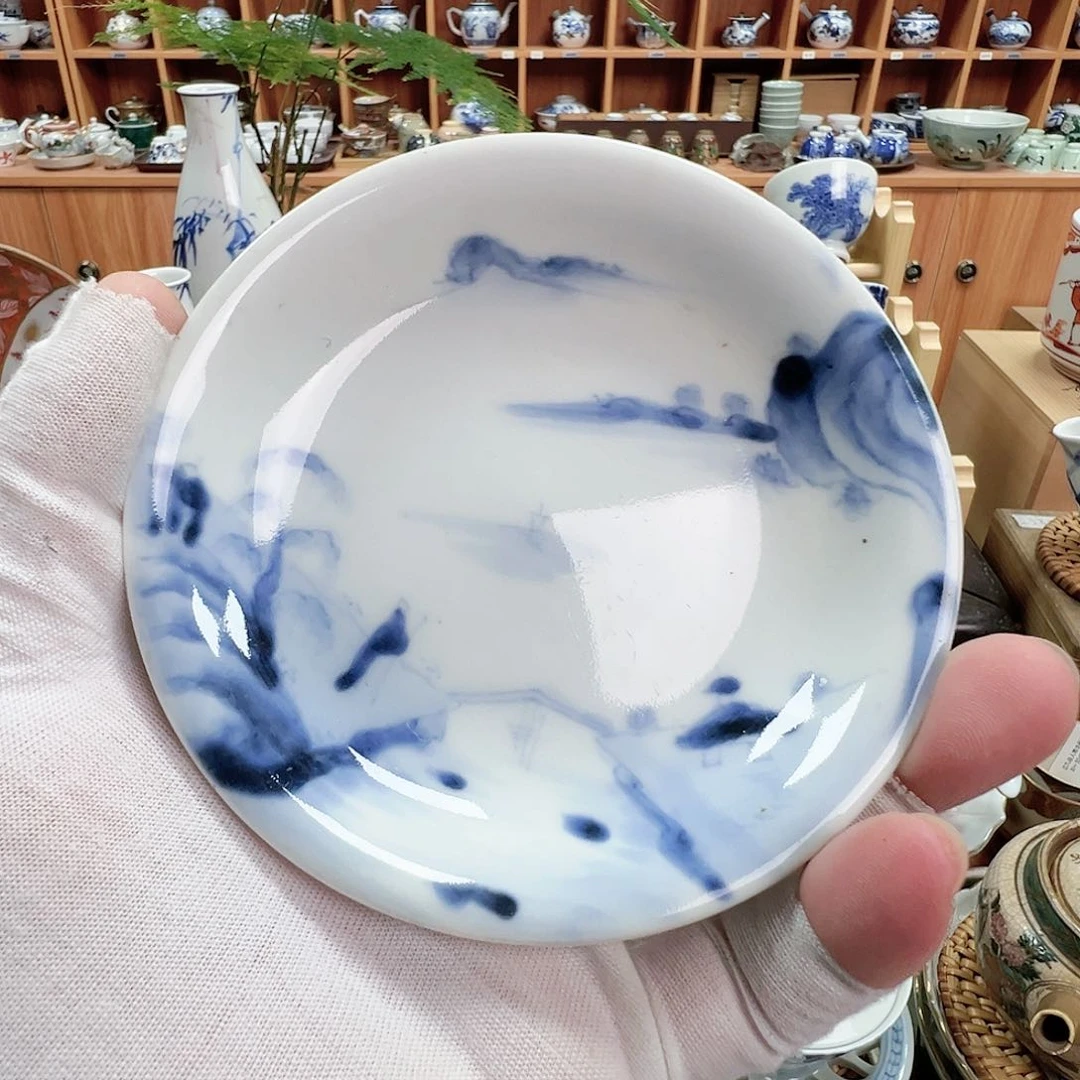 柴窑茶具手绘青花瓷小壶承