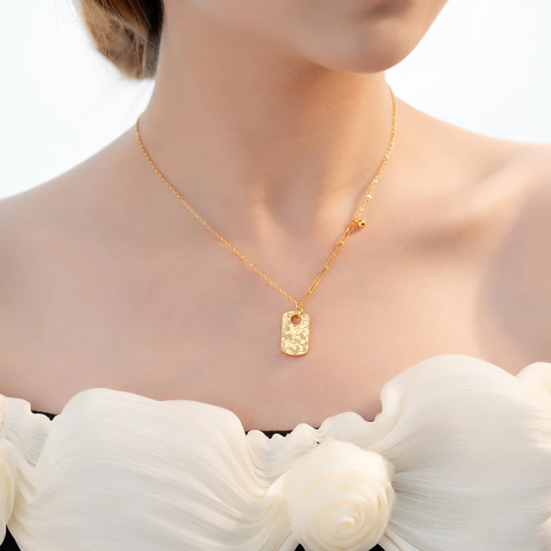 钛钢项链 碎碎冰无事牌项链 10163